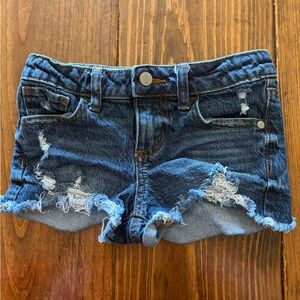 Denim Distressed Girls Shorts - Dark Blue